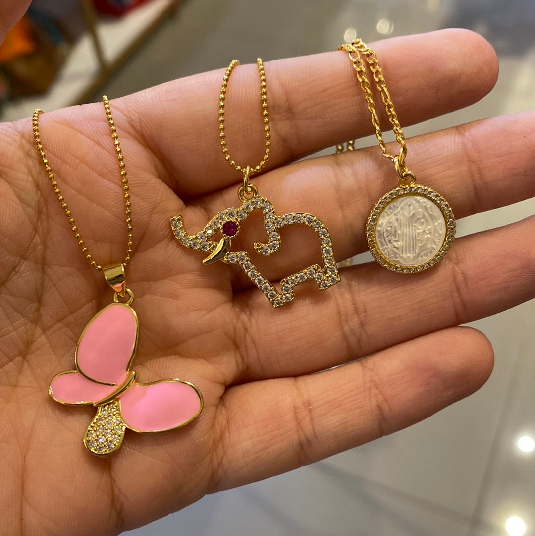 248 Cadenitas de Goldfilled dije de Mariposa Rosada