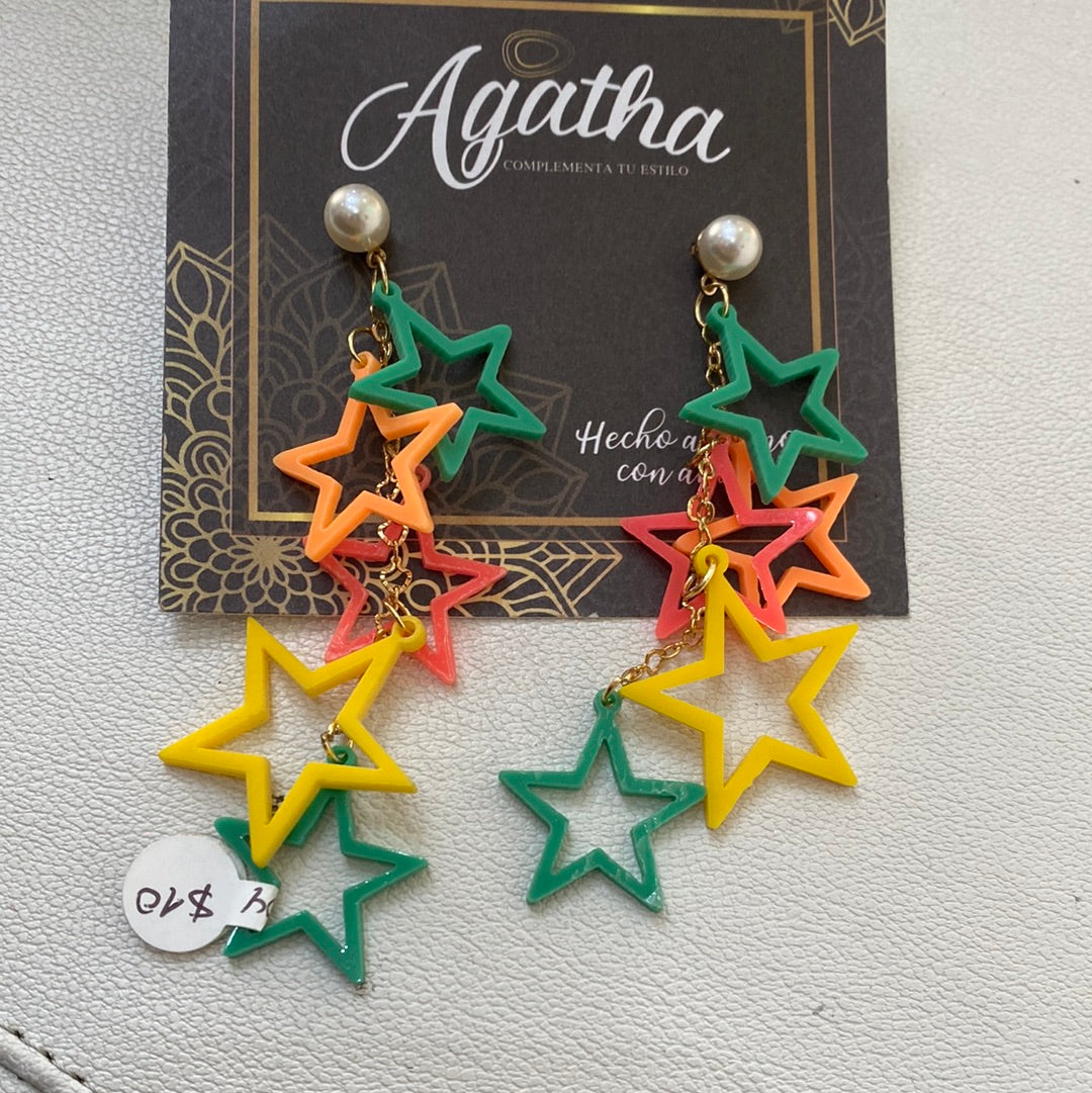204 Aretes flamingo - cerezas- estrellas- mostaza