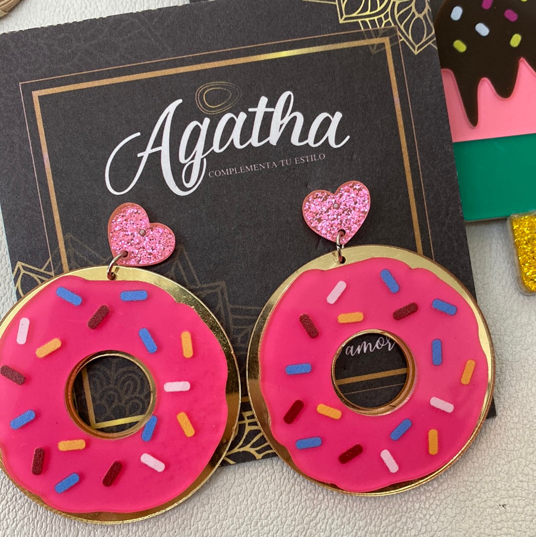 Aretes acrilicos Donuts - Aguacate - Arcoiris- paletas