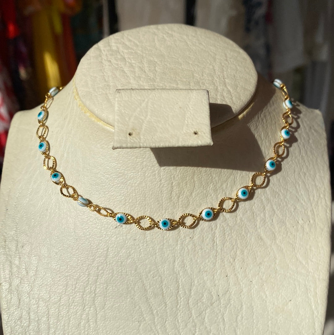 535 Choker/Cadenita de Ojo Turco celeste