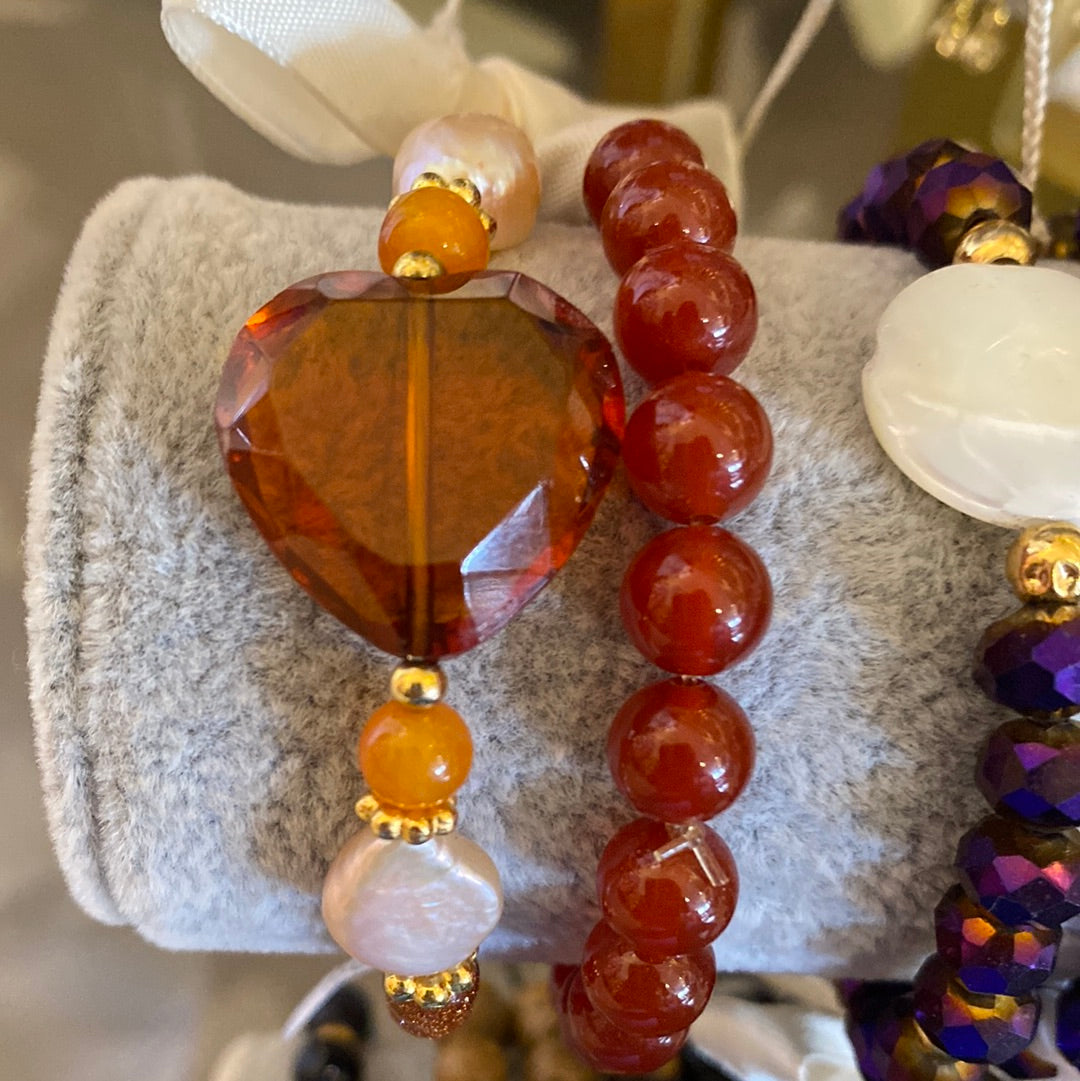 546 Pulsera piedras marrón