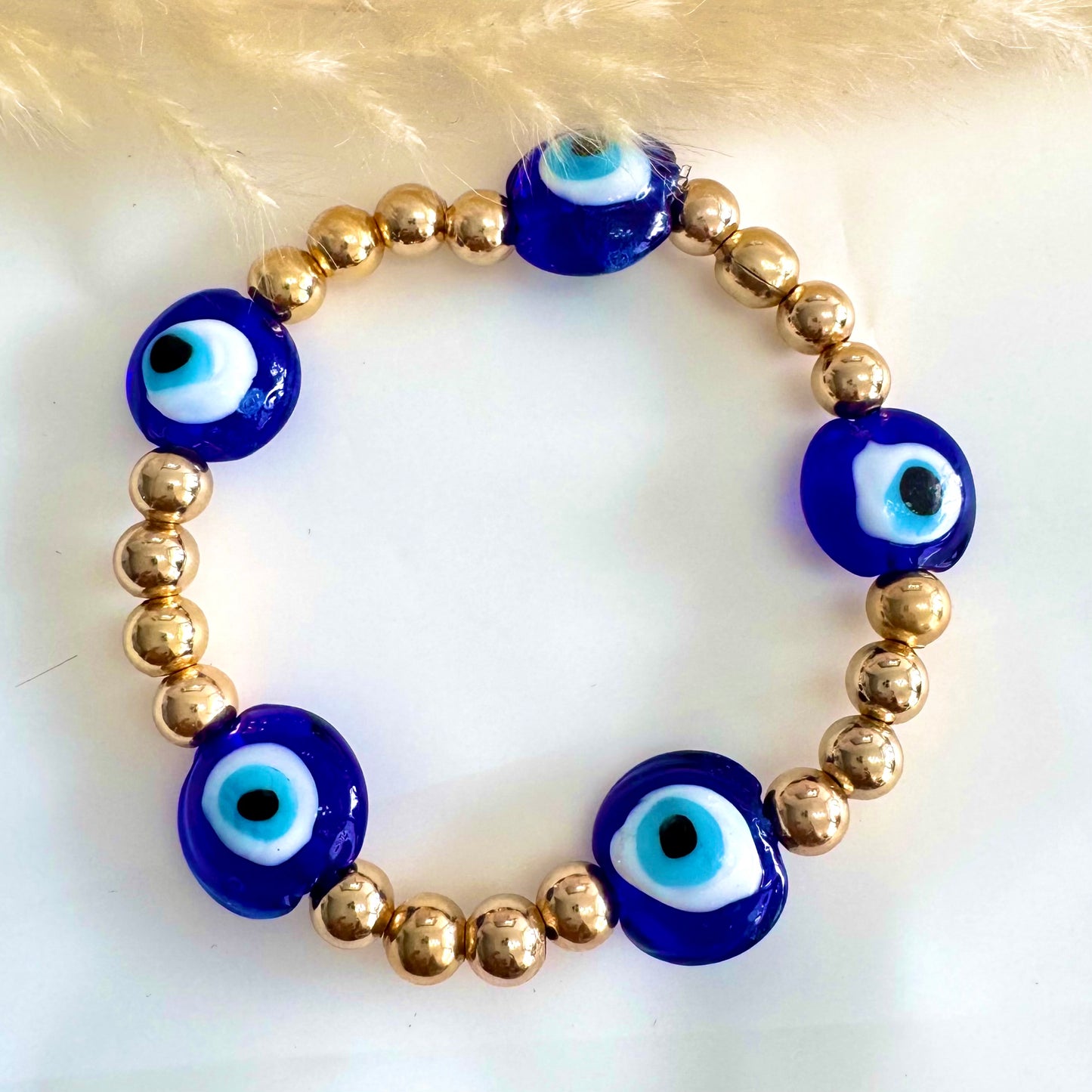 549 Pulsera Ojo Turco y Balinés Dorados