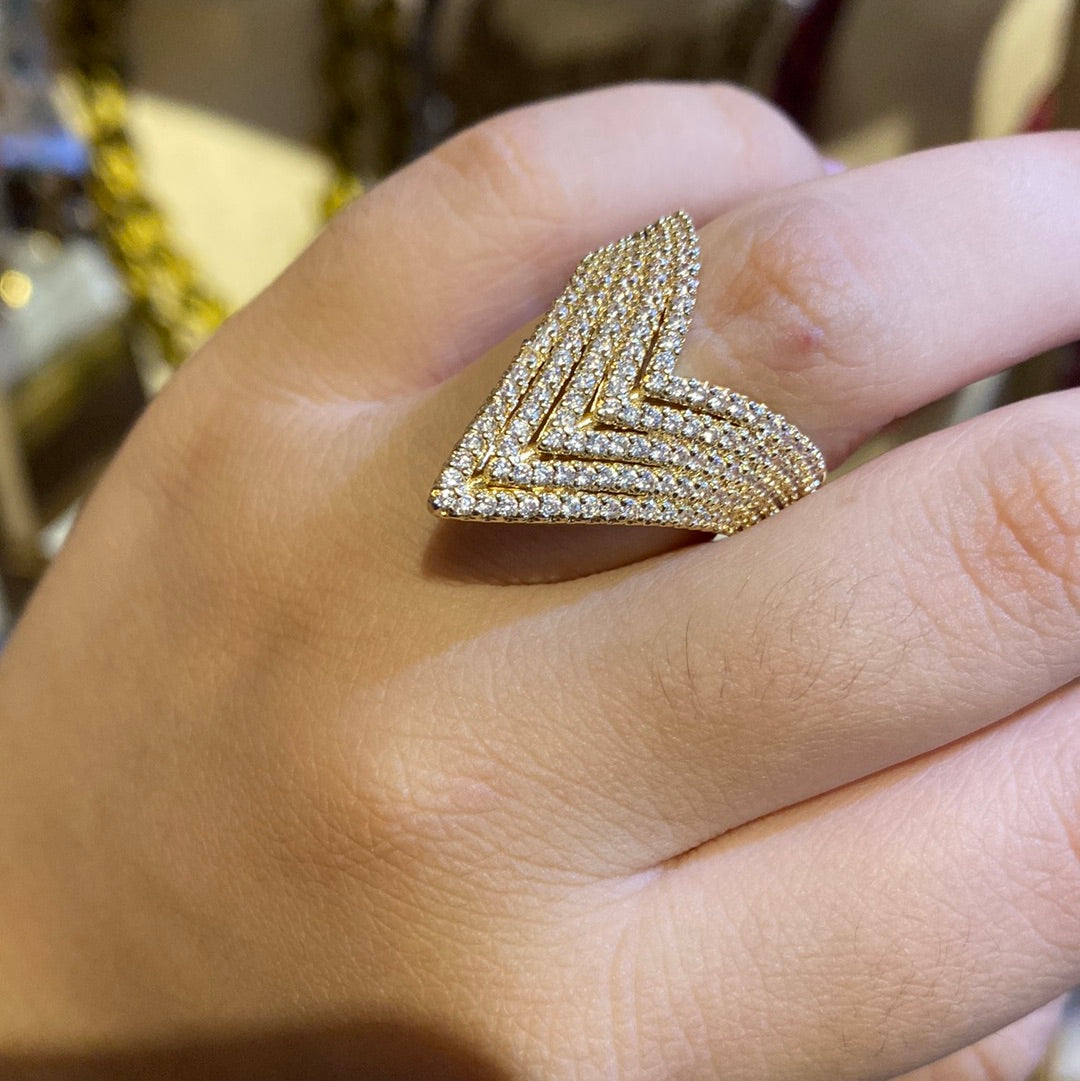 Anillo de rodio triangular circones