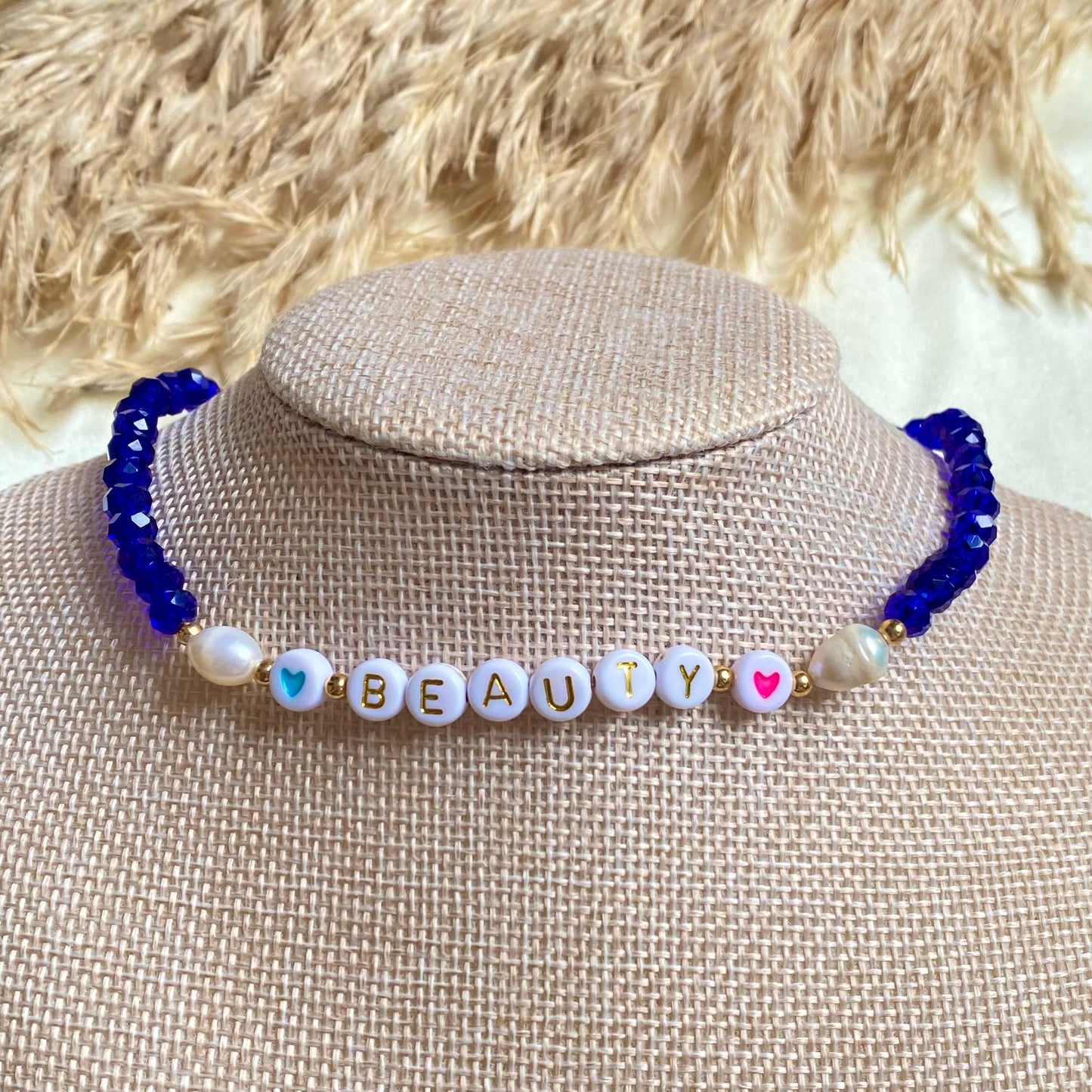 Choker Beauty Cristales Azul + Perlas