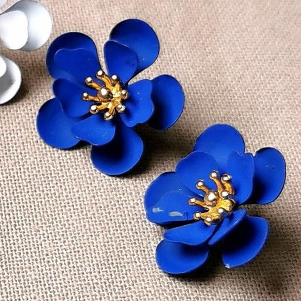 Aretes Flor Primavera Azul
