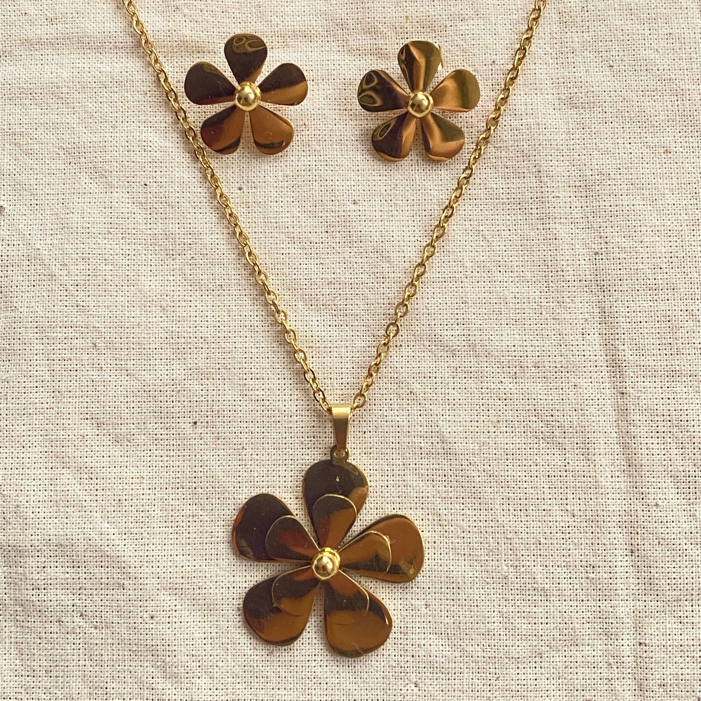 508 Cadena flor con topos acero