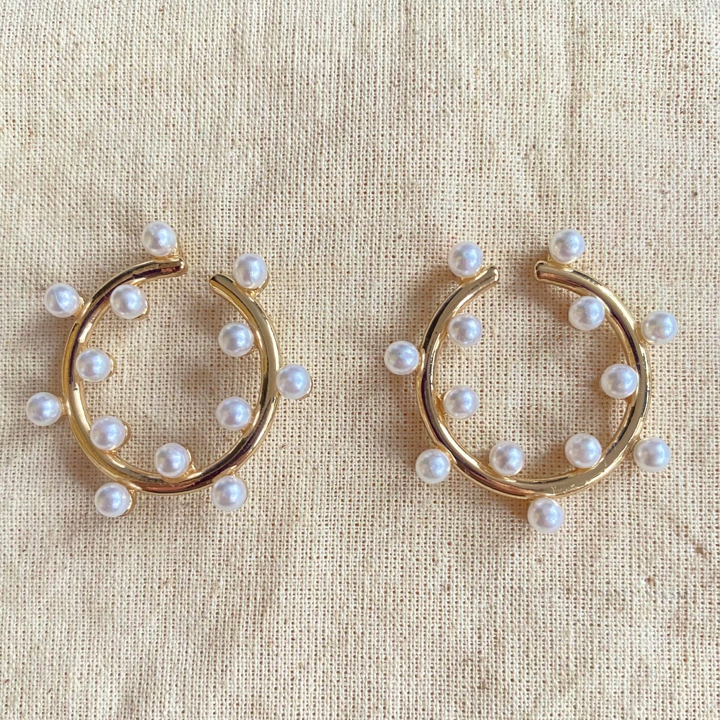 344 Topos de argollas con perlas goldfilled