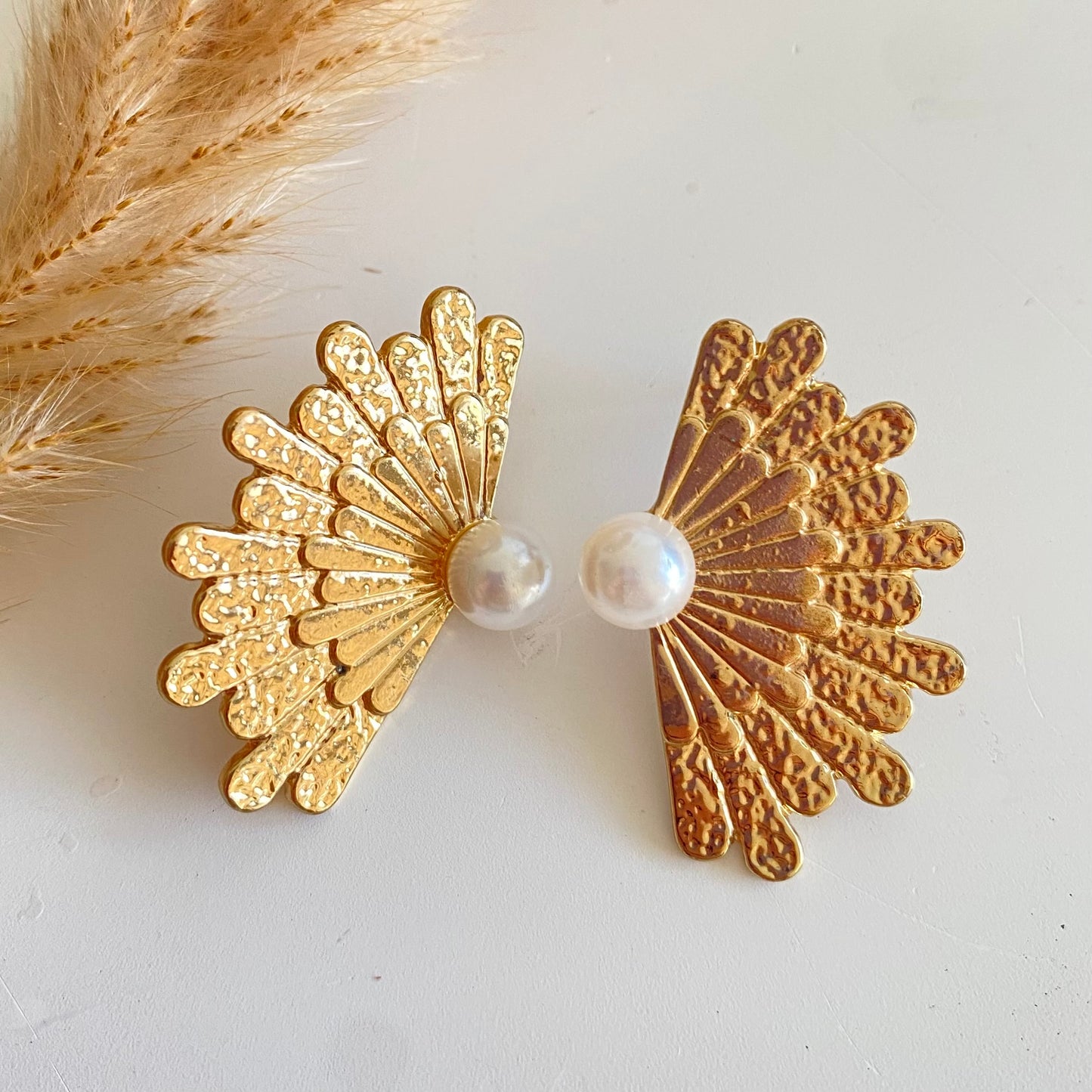 345Topos abánico con punta de perla goldfilled