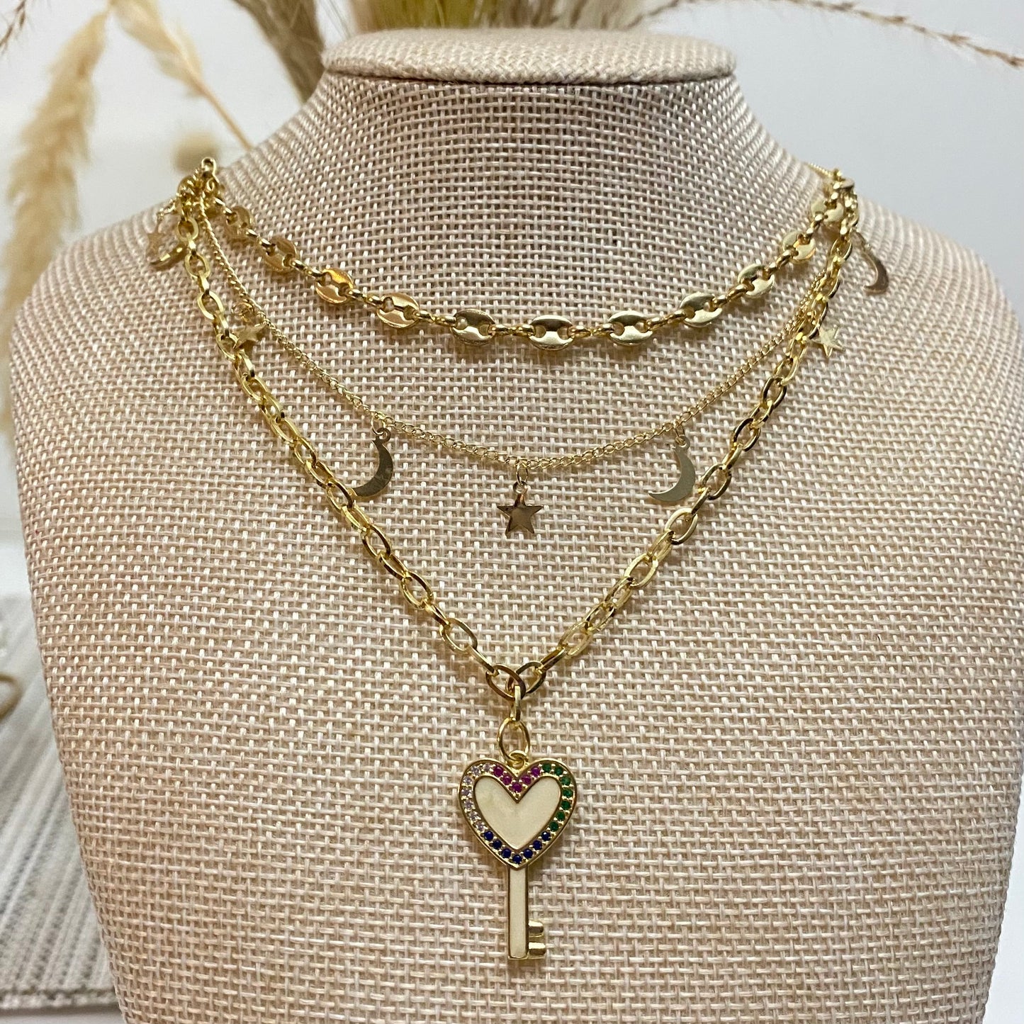 509 Cadena de rodio triple de llave