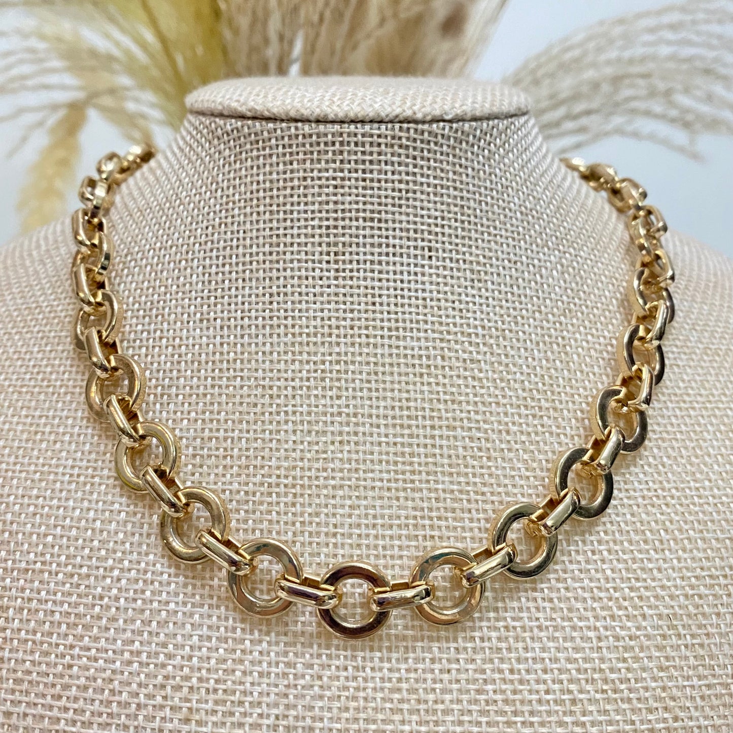 Choker rodio grueso eslabones circulares