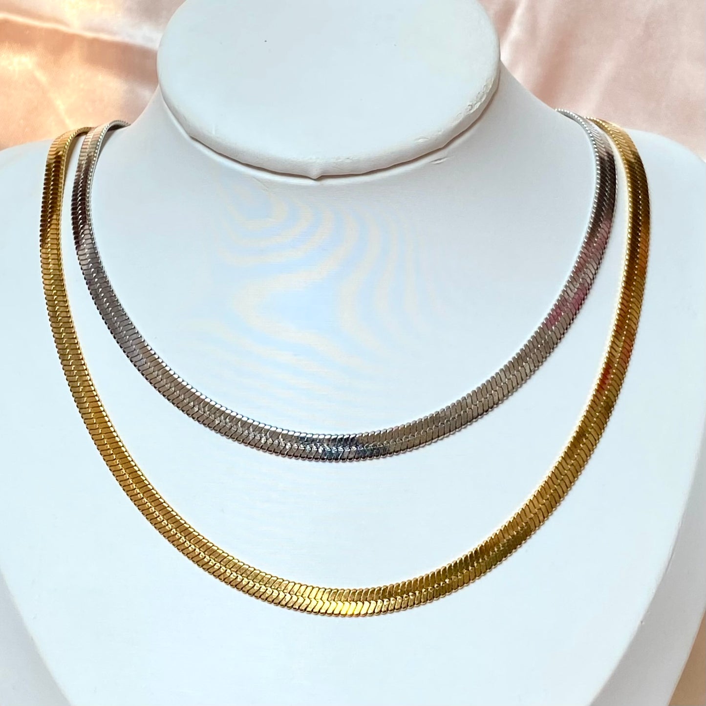 511 Collar tejido serpiente fino de Rodio en dorado y plateado