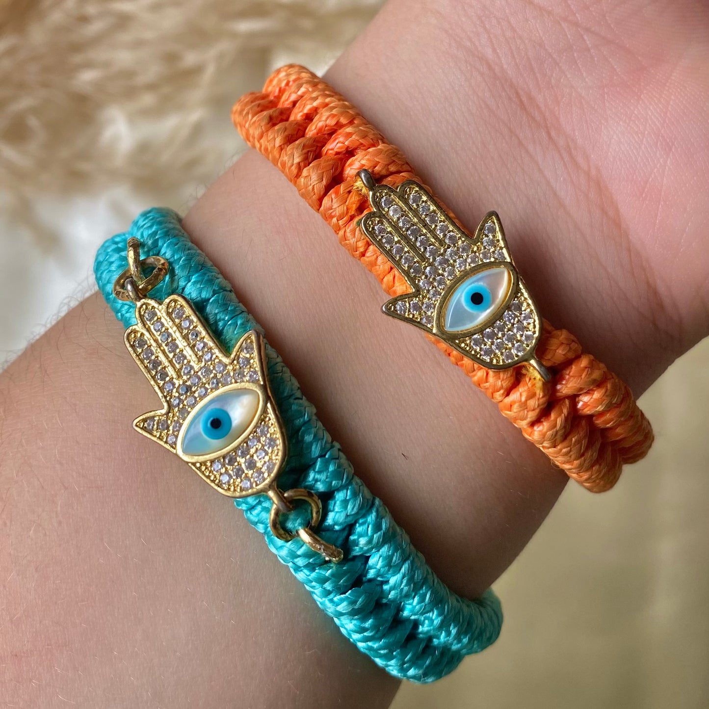 Pulseras tejidas hilo grueso más dije