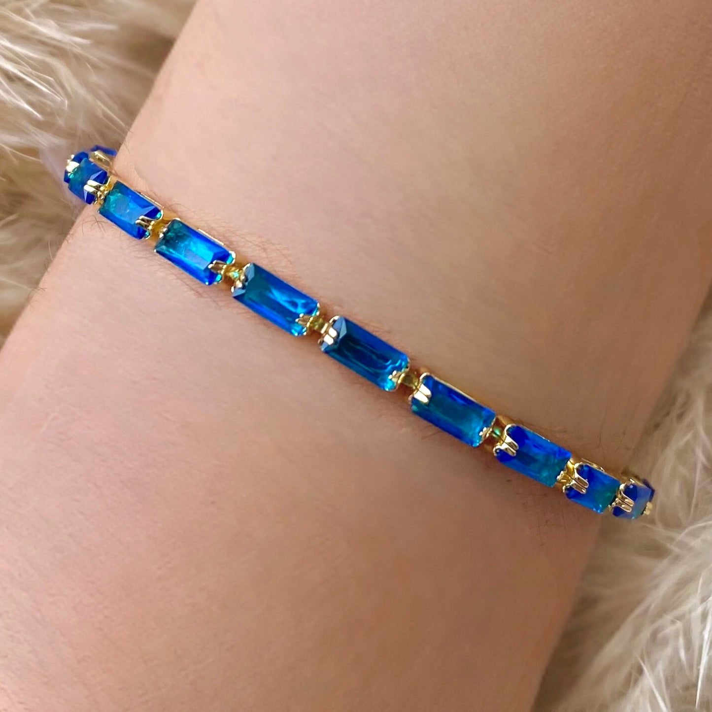 445 Pulseras de rodio ajustable piedras delgadas azules