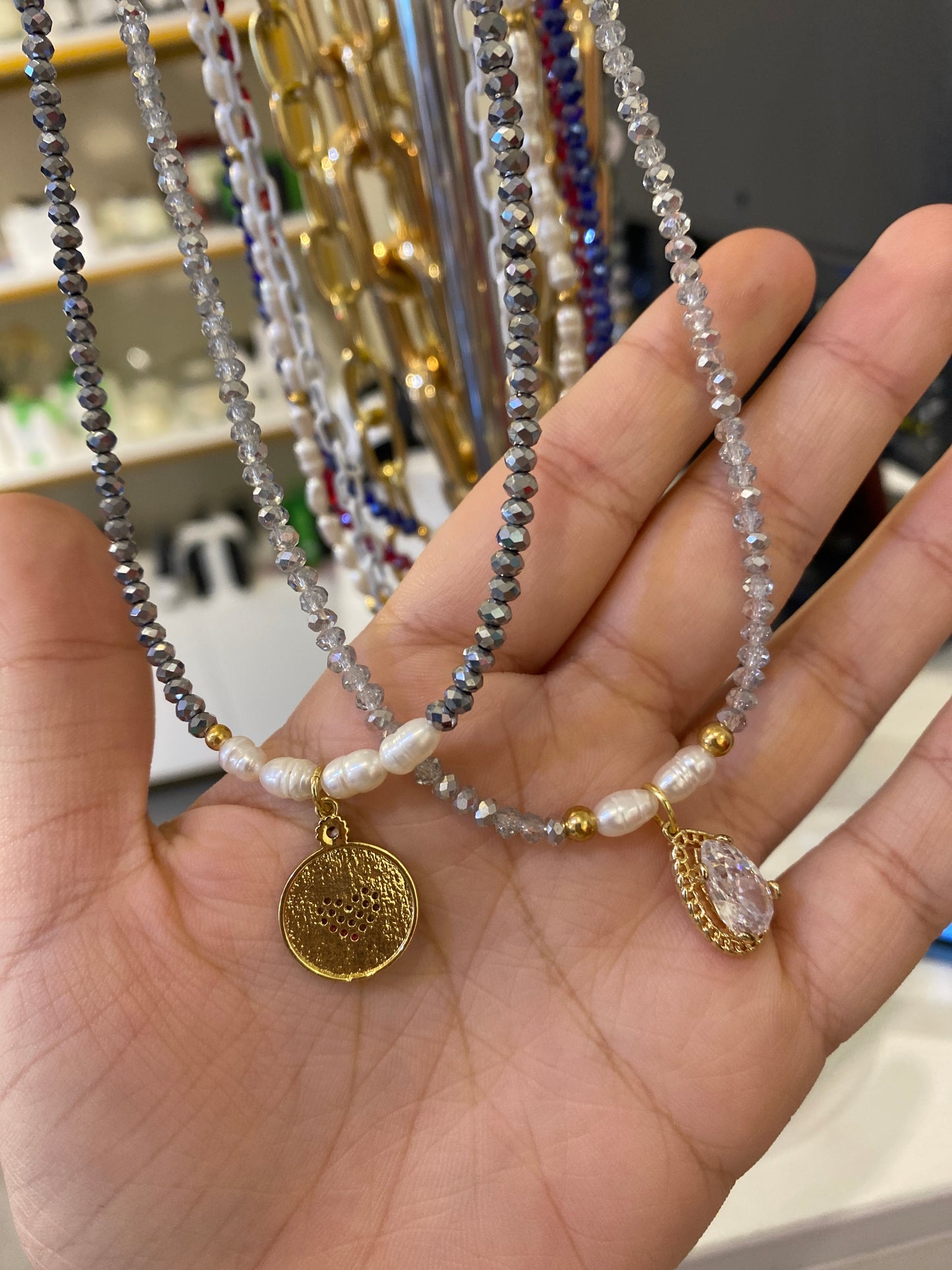 Cadenita cristal y dije con circones