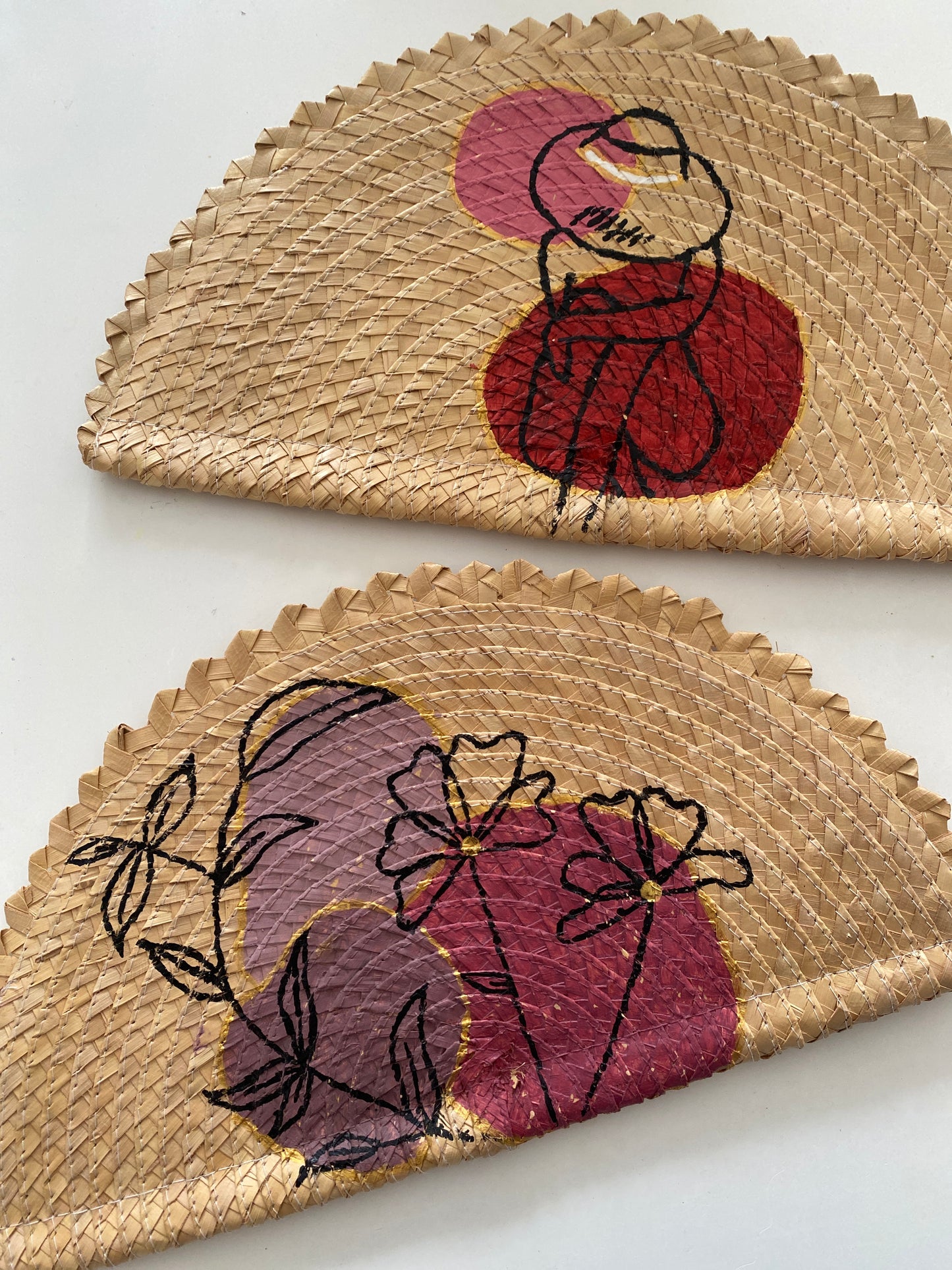 Abánicos Tejidos de Palma de Iraca con Diseño