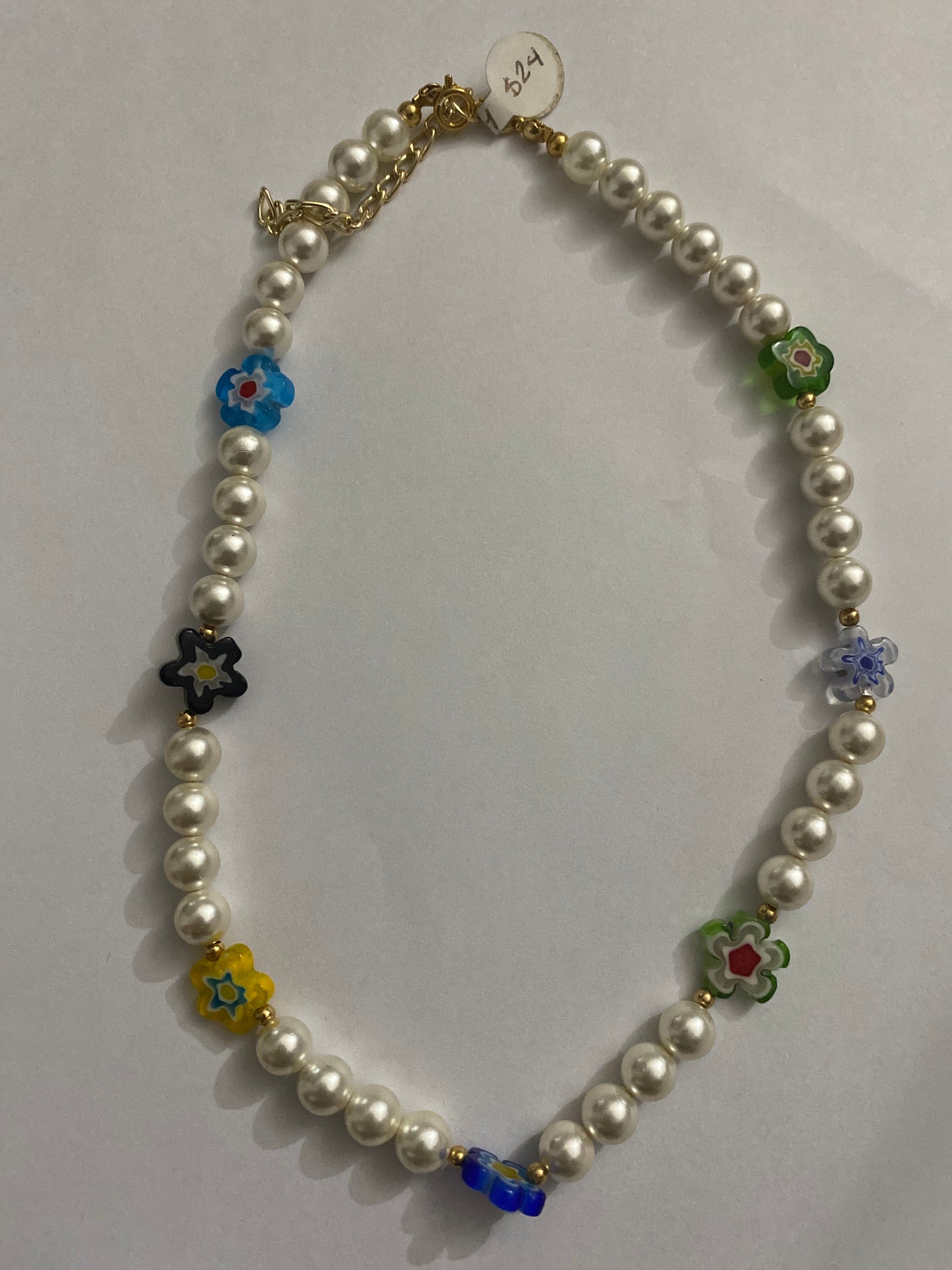 171 Collar perlas y fimu/murrina