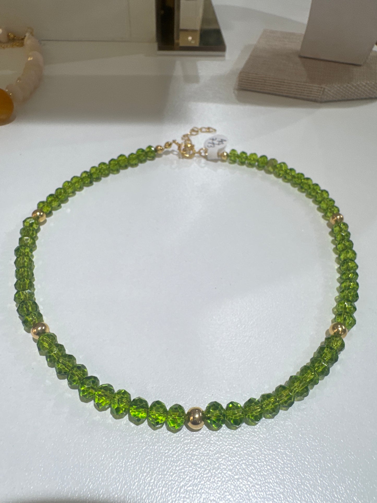 AG713 Collar cristal Checo semi mediano + dije
