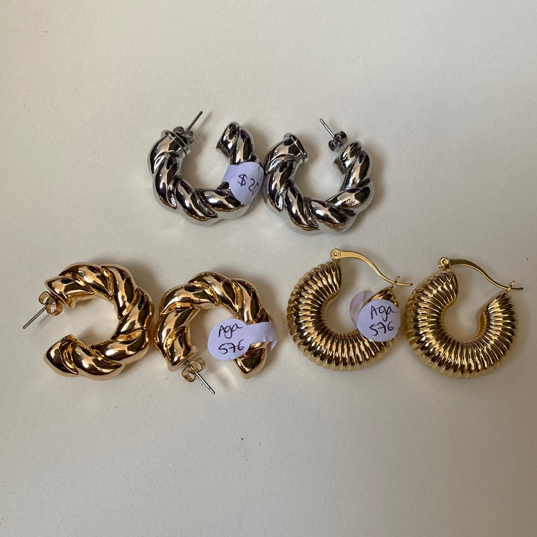 576 Aretes chunky trenzados maxi