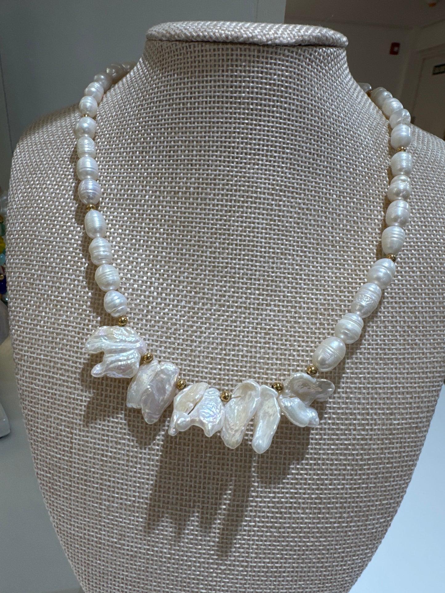 Ag113 collar de perla cultivada + madre perla