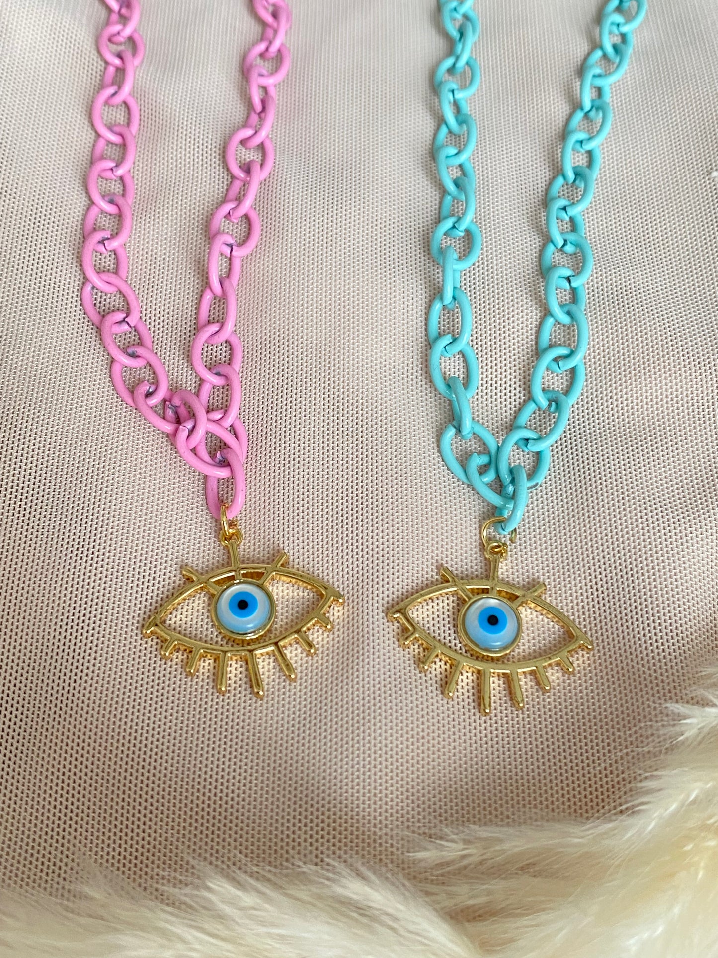 398 Collar eslabones colores rodio laqueado + dije rodio