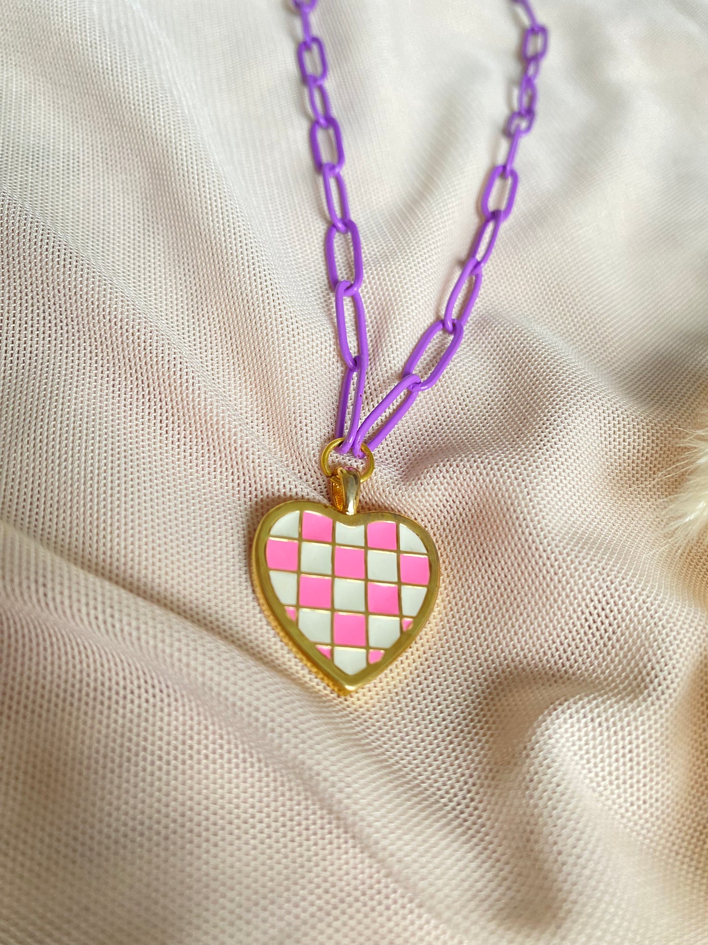398 Collar eslabones colores rodio laqueado + dije rodio
