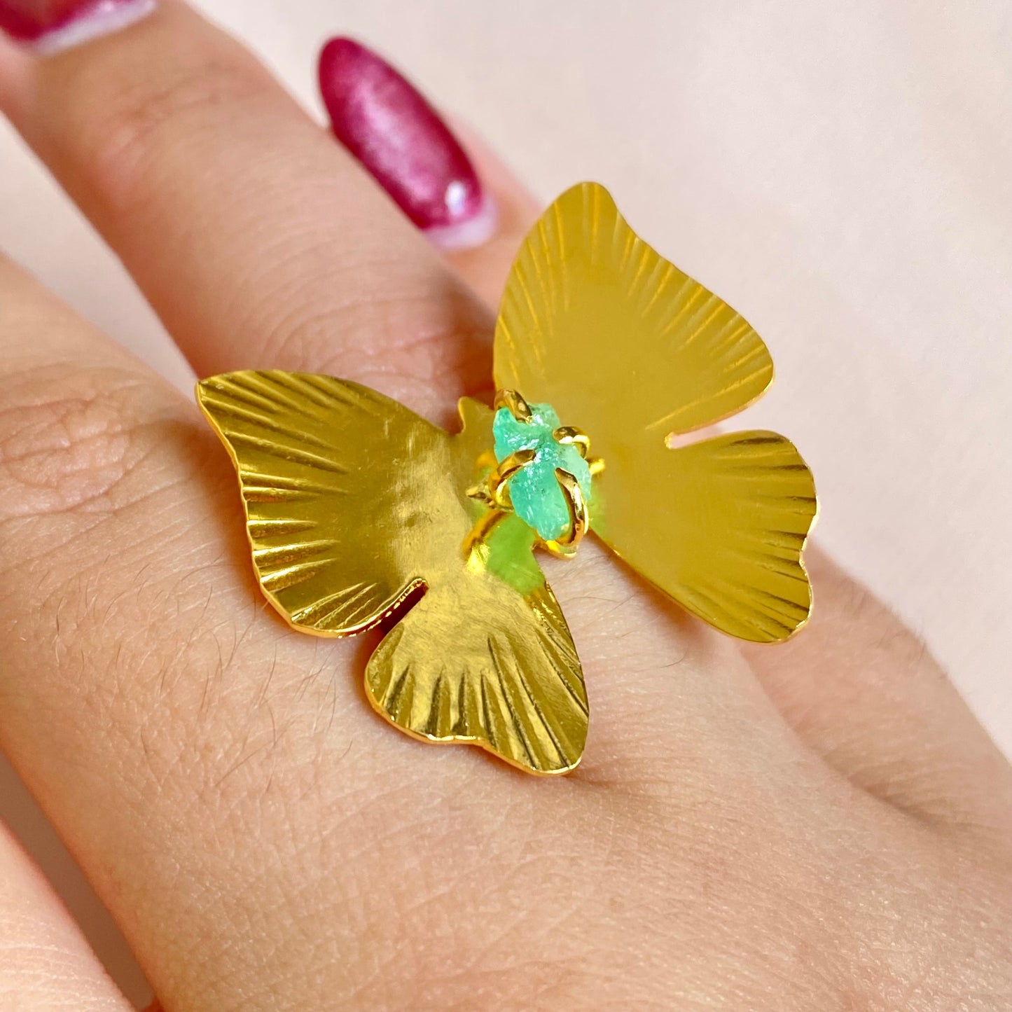 Anillo Mariposa Esmeralda
